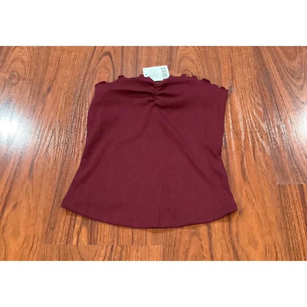UO CINCHED FRNT RIBBED TU WINE/BORD - Picture 2 of 4